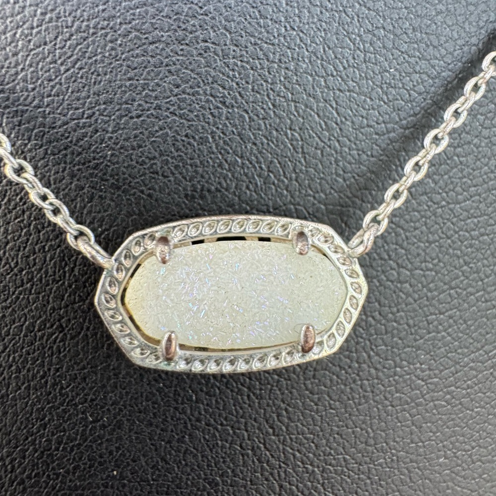 Kendra Scott Silver Elisa & White Drusy Necklace